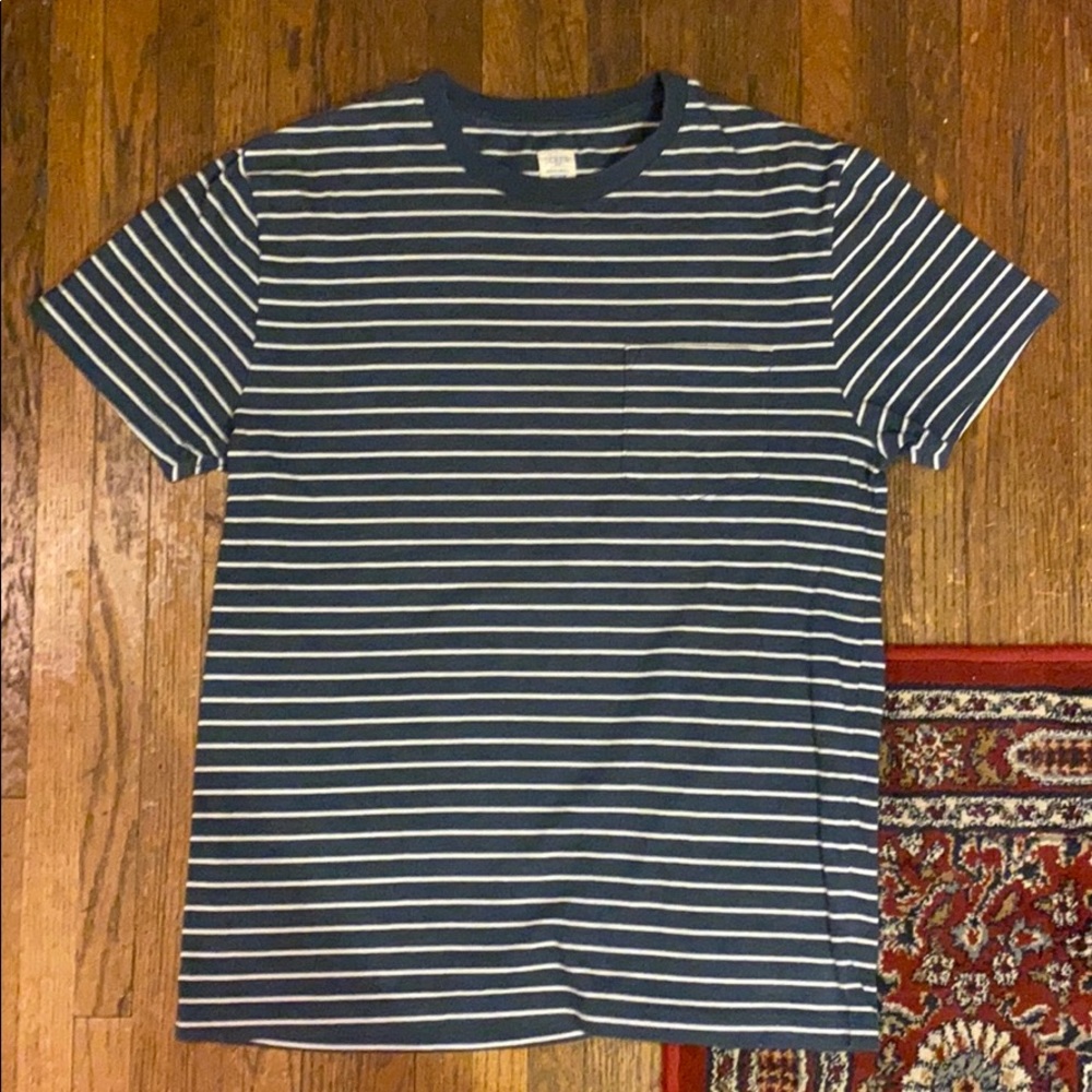 Navy and white stripe short sleeve tee